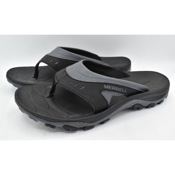 Merrell Mens Size Huntington Sport Black Flip Flop Thong Sandals